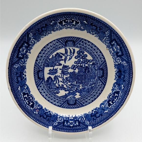 Willow Ware 6" Plate Royal China Blue Made in USA Transferware Blue White Asian - Picture 1 of 8